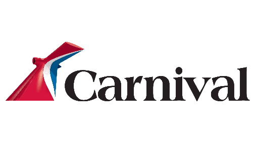 Carnival Cruise Line logo with a stylized red, white, and blue ship funnel design.